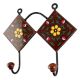 Dark Floral Ceramik Tile Hook